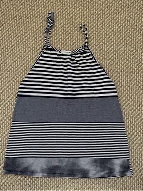 Lacoste Navy & White Striped Halter Tank